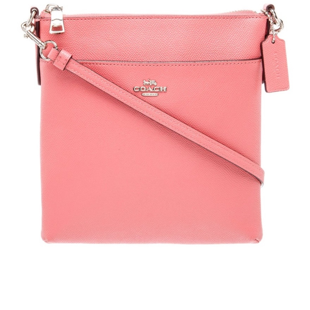 Coach Crossgrain Leather Crossbody Bag Pink Silver Hardware Purse